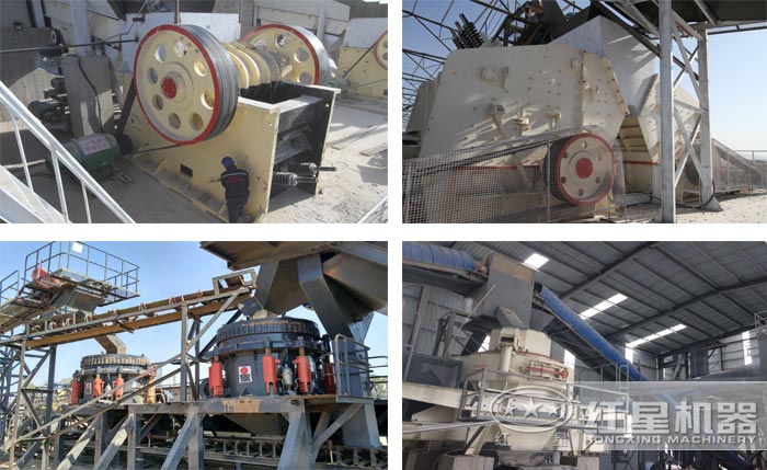 不同型號的石頭破碎機工作現(xiàn)場